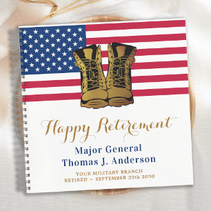 Military American Flag USA Boots Retirement Guest  Notebook