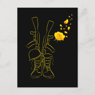 Military And Yellow Rose Proud Us Veteran Day Postcard