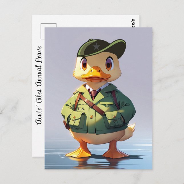 Military Armed Forces Annual Leave GI Cartoon Duck Postcard (Front/Back)
