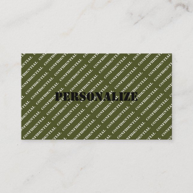 Military Armed Forces Recruiter Army Green Style  Business Card (Front)
