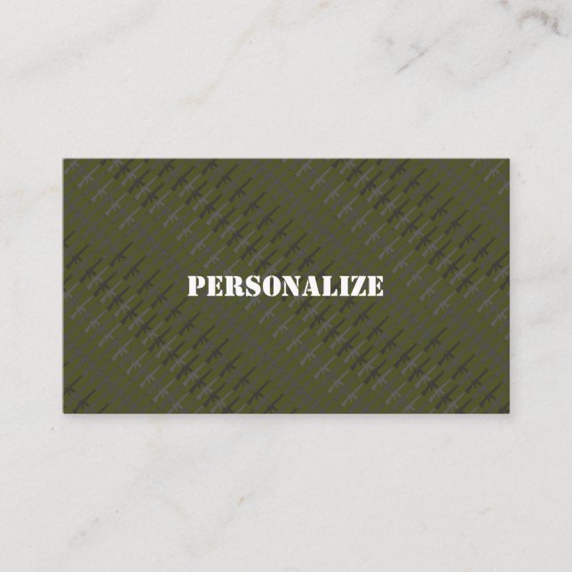 Military Armed Forces Recruiter GI Army Green B/W  Business Card (Front)