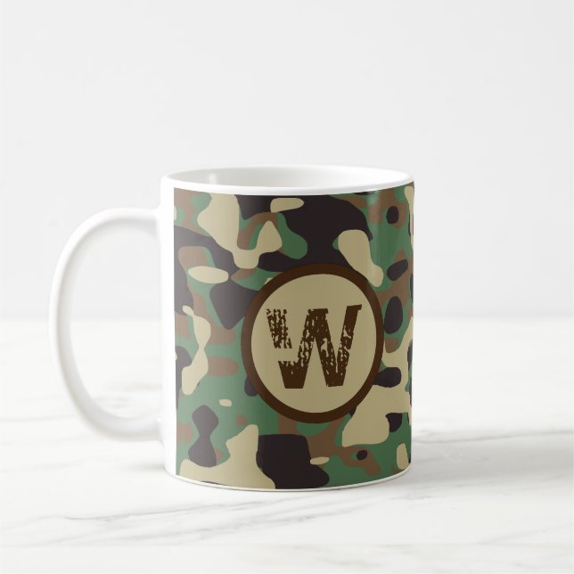 Military Army Camouflage Monogrammed Coffee Mug (Left)