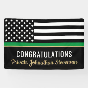 Military Army Graduation Thin Green Line Banner