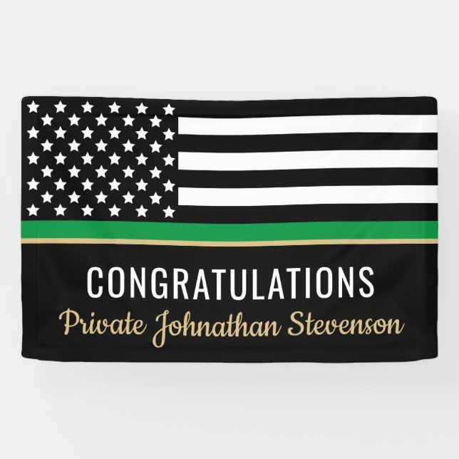 Military Army Graduation Thin Green Line Banner (Horizontal)