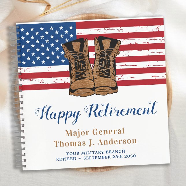 Military Army Retirement USA American Flag Guest Notebook (Creator Uploaded)