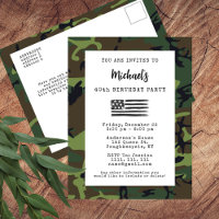 Military Army USA Flag Birthday Invitation