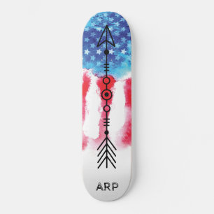 *~* Military ARROW Red White Blue Flag Skateboard