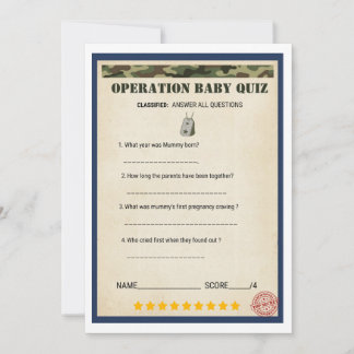 Military Baby Shower Operation Baby Quiz