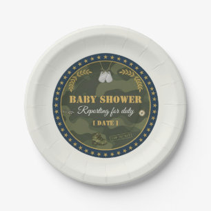 Military Baby Shower Paper Plate Reporting Duty