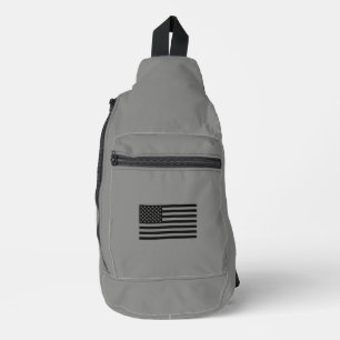 Military Battleship Grey with American Flag Sling Bag