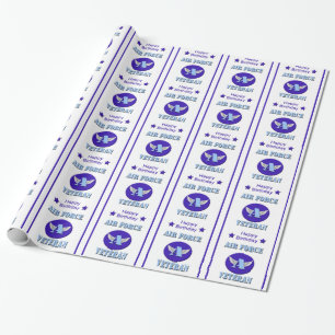 Military Birthday Air Force Veteran Wrapping Paper