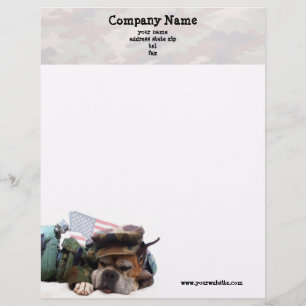 Military Boxer Dog Letterhead Template