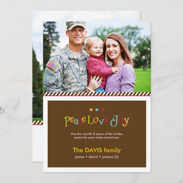 Military Brown Double Sided Holiday Photo Card (Front/Back)