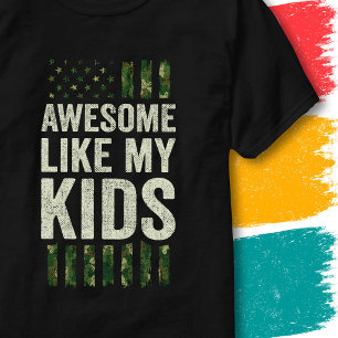 Military Camo American Flag Awesome Like My Kids T-Shirt