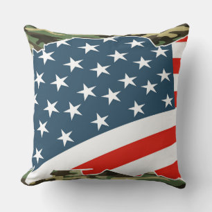 Military Camo Flag Accent Pillow