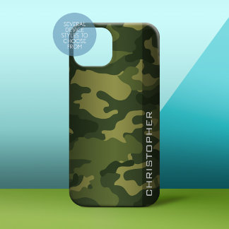 Military Camo Pattern Green with name iPhone 15 Pro Max Case