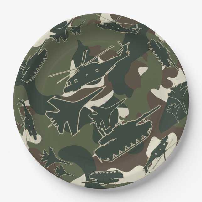 Military Camouflage Army Camo Disposable Plates (Front)