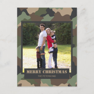 Military Camouflage Camo Christmas Family Photo Holiday Postcard