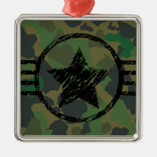 military camouflage design metal ornament