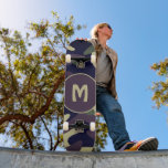 Military Camouflage Green Purple Monogram Skateboard<br><div class="desc">Military Camouflage Green Purple Monogram Skateboard has a military look great for those who have served our country or just like the camouflage look.  Have fun and Personalise with your initial.</div>