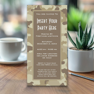 Military Camouflage Party  Invitation