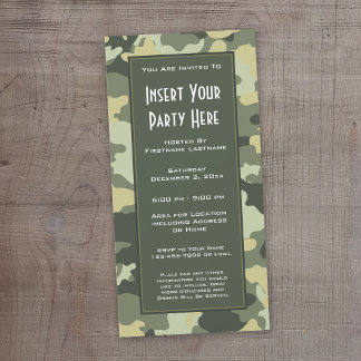 Military Camouflage Party  Invitation