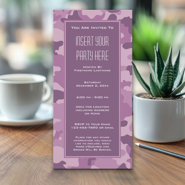 Military Camouflage Party  Invitation (Custom Invitation with a Camouflage Print)