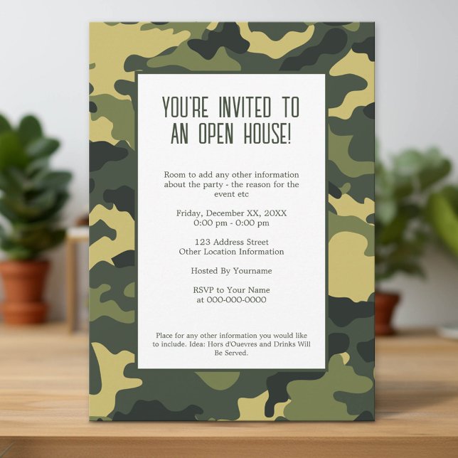 Military/Camouflage Party Invitation (Custom Invitation)
