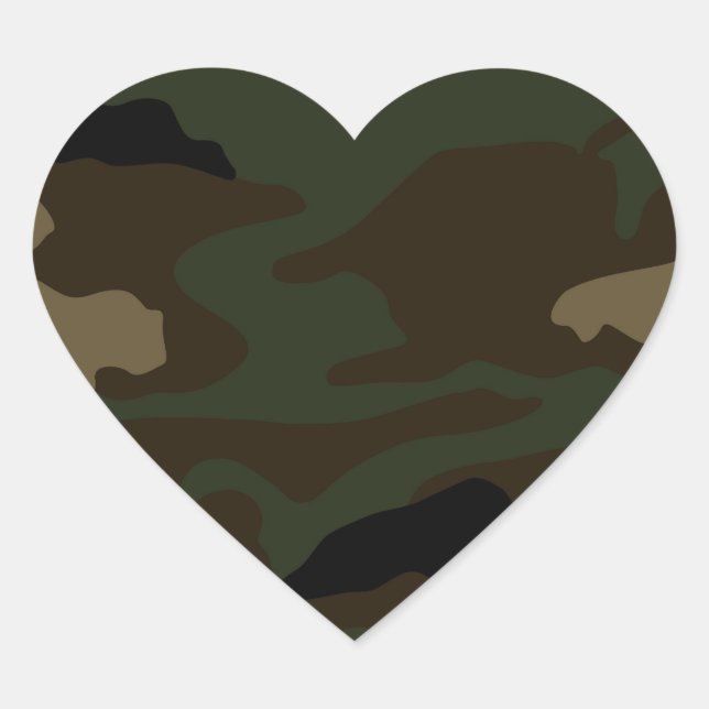 military camouflage pattern heart sticker (Front)