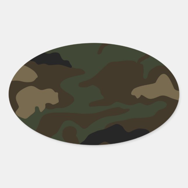 military camouflage pattern oval sticker (Front)