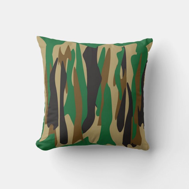 Military Camouflage Pattern Throw Pillow (Front)