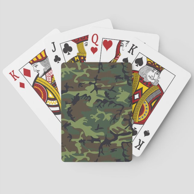 Military Camouflage Pattern, Woodland Style Playing Cards (Back)