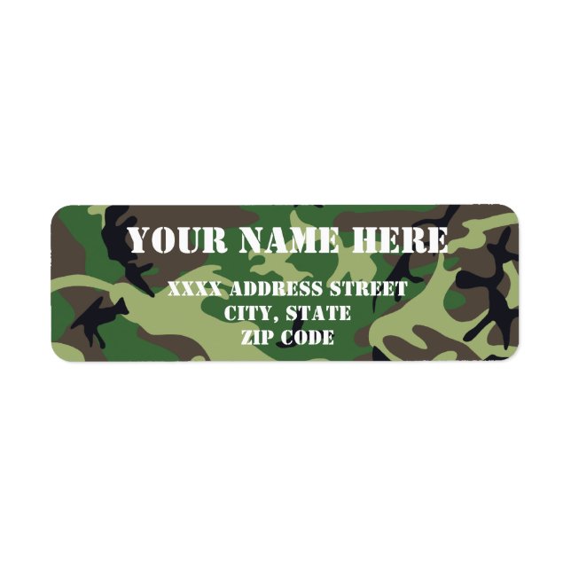 Military Camouflage Return Address Label (Front)