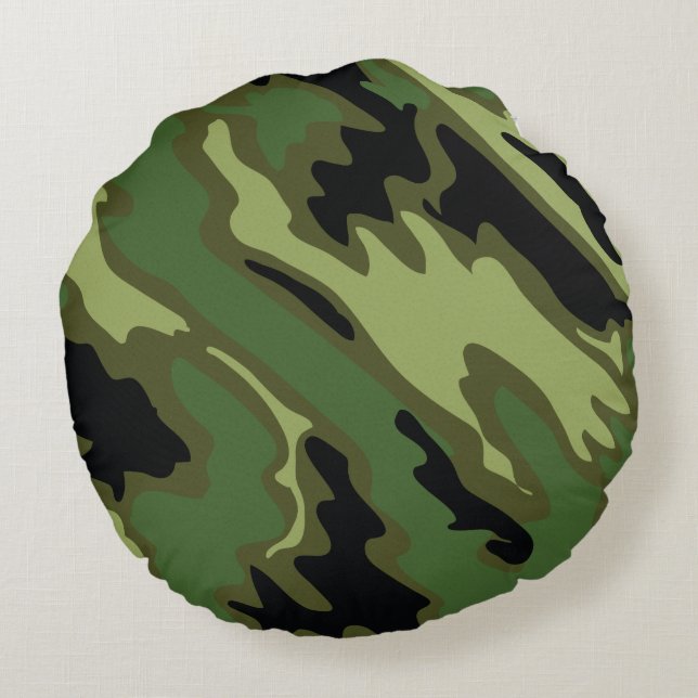 Military Camouflage Round Cushion (Back)
