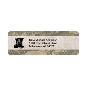 Military Camouflage with Army Combat Boots Custom Return Address Label