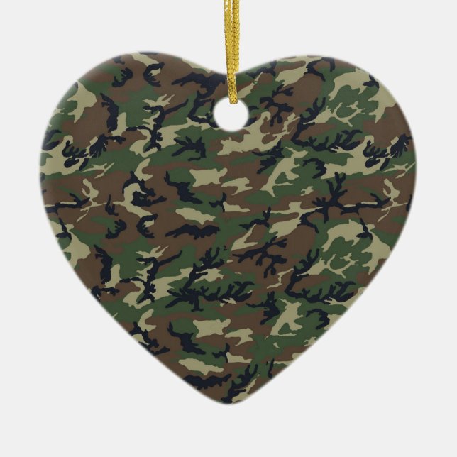 Military Camouflage Woodland Ceramic Tree Decoration (Front)
