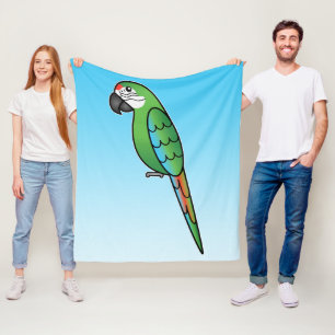 Military Cartoon Macaw Parrot Bird Fleece Blanket