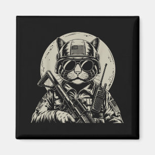 Military Cat Tactical Gear Veteran Soldier Funny G Magnet