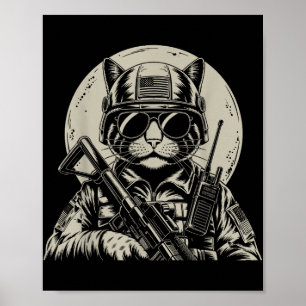 Military Cat Tactical Gear Veteran Soldier Funny G Poster