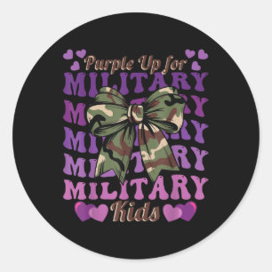 Military Child Camo Coquette Bow Purple Up Kids Bo Classic Round Sticker