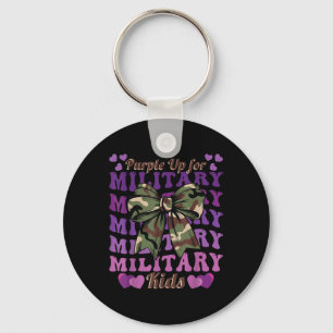 Military Child Camo Coquette Bow Purple Up Kids Bo Key Ring