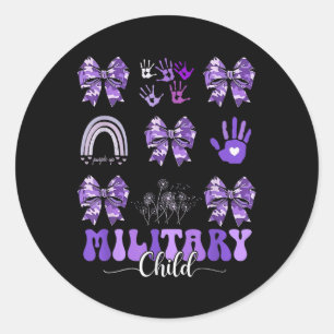 Military Child Coquette Bow Purple Up Camo Kids Bo Classic Round Sticker