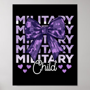 Military Child Coquette Bow Purple Up Camo Kids Bo Poster