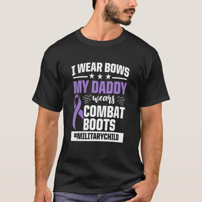 Military Child Month Purple Up Daddy Boots T-Shirt (Front)