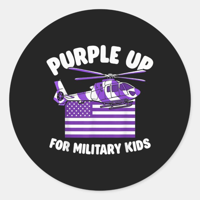 Military Child Month Purple Up For Military Kids B Classic Round Sticker (Front)