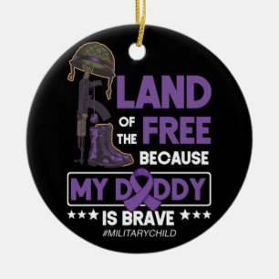 Military Child Month Purple Up Land Of The Free Ceramic Ornament