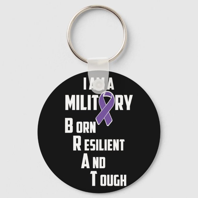 Military Child Month Purple Up Pride Brave Brat Key Ring (Front)