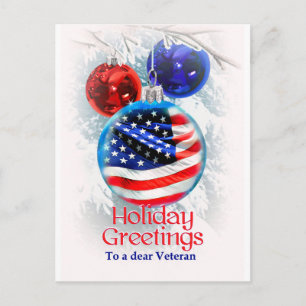 Military Christmas American Flag to Veterans Holiday Postcard