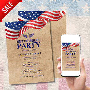 Military COLONEL RETIREMENT Silver Eagle Wings Invitation