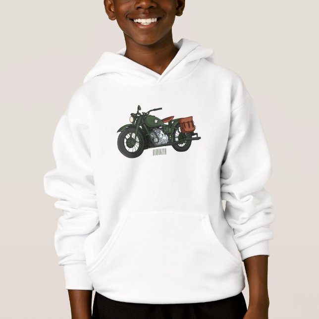 Military cruiser motorcycle cartoon illustration  (Front)
